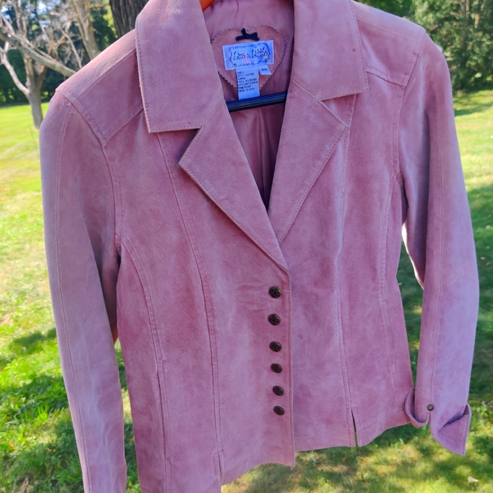 Live a Little Suede Leather Jacket size PM Light Pink